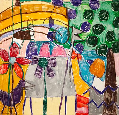 JO&Atilde;O PARAM&Eacute;S. Original mixed technique painting on canvas, signed, dated 2025, title "Rainbow". 