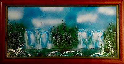 LANDSCAPE. Decorative print on paper, motif "Landscape". Dim: frame 42x80 cm