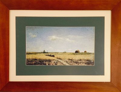 LANDSCAPE. Decorative print on paper, motif "Landscape". Dim: frame 44x58 cm