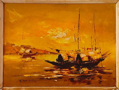 SEASCAPE. Oil painting on canvas, signed, motif "Seascape". Dim: image area 31x41 cm. Note: with 
