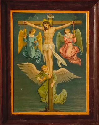 CHRIST ON THE CROSS. Engraving on paper, motif "Christ on the Cross". Dimensions: image 41x31 