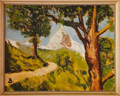 B. "LANDSCAPE". Original oil painting on hardboard, signed, motif "Landscape". Dimensions: image 