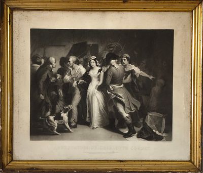 FRENCH ENGRAVING. Old engraving on paper by Sixdeniers and H. Scheffer, title "Arrestation de 