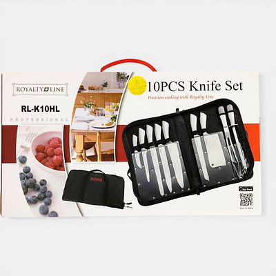 ROYALTY LINE BRAND KNIFE SET. Set of 10 pieces (model RL-K10HL) with an RRP of €149.00. 