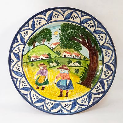 GRANDE PRATO DE CER&Acirc;MICA VIDRADA. Grande prato de cer&acirc;mica vidrada, Ceifeiras, Olaria Cartaxo 