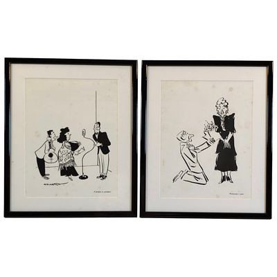 STUART CARVALHAIS. Lithographs on paper, 2 graphic works, The Fado Singer at the Microphone and 