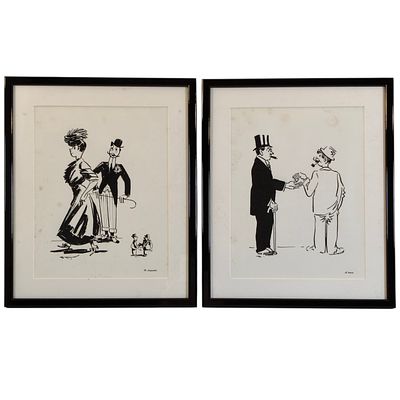 STUART CARVALHAIS. Lithographs on paper, 2 graphic works, The Elegant Ones and The Exchange. 