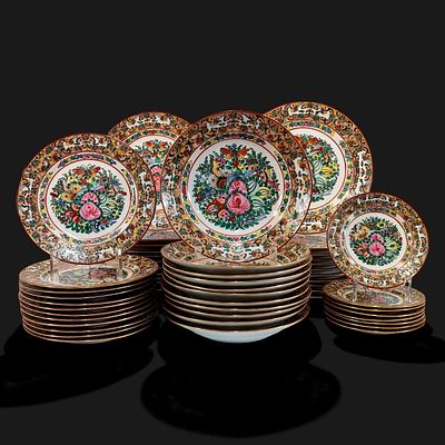 CHINESE PORCELAIN SERVICE. Chinese porcelain service, varied enamel decoration with butterflies 