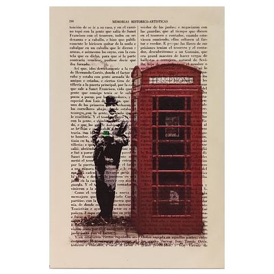 BANKSY. Impress&atilde;o s/papel colado sobre k-line. T&iacute;tulo: Edward Elgar. Dimens&otilde;es: 30x20cm