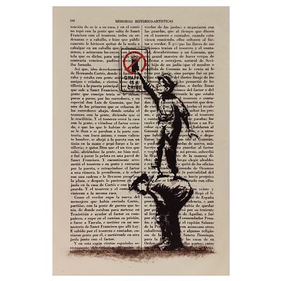 BANKSY. Impress&atilde;o s/papel colado sobre k-line. T&iacute;tulo: Graffiti is a Crime. Dimens&otilde;es: 30x20cm
