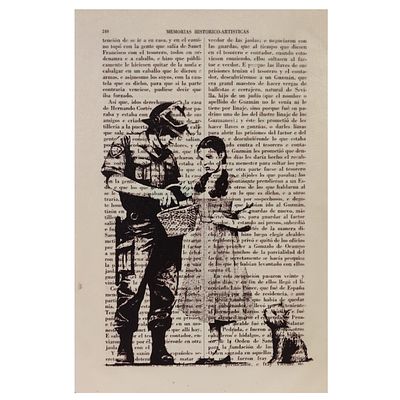 BANKSY. Impress&atilde;o s/papel colado sobre k-line. T&iacute;tulo: Stop and Search. Dimens&otilde;es: 30x20cm