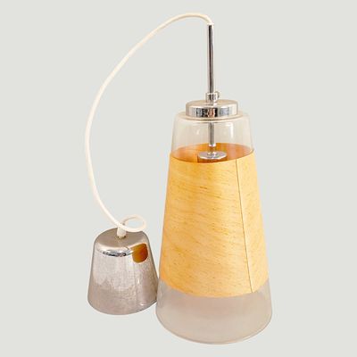 CEILING LAMP. One-light ceiling lamp, in glass and chrome metal. Dimensions: 110cm height, globe 