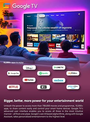 PHILIPS QLED 50" GOOGLE SMART TV. 50" QLED television with Google TV system, offering access to 