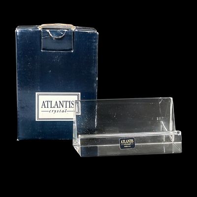 ATLANTIS CRYSTAL CARD HOLDER. Vintage piece in new condition with original box.