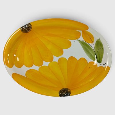 LARGE HAND-PAINTED ITALIAN PLATTER. Large vintage Italian ceramic platter "Castellania" numbered 