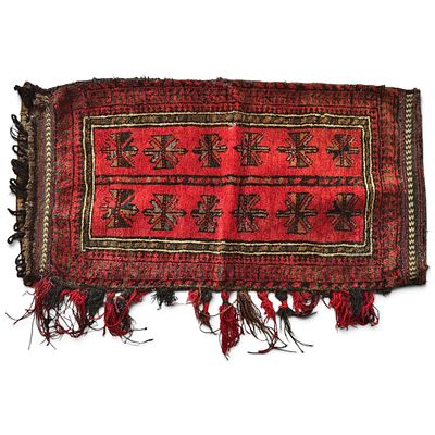 AFGHAN BALUCHI TRIBAL RELIC - WOOL SADDLEBAG. Authentic antique Afghan Baluchi tribal saddlebag 