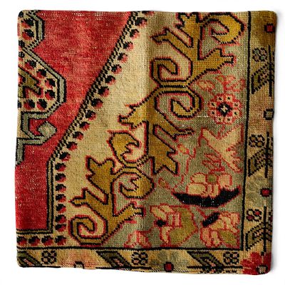 LARGE BOHO WOOL CUSHION COVER - SELECTED VINTAGE TURKISH RUG FRAGMENT. Exclusive decorative 