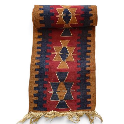 VINTAGE ORIENTAL KILIM RUNNER - HAND-WOVEN WOOL WITH TRIBAL PATTERN. (238 x 35 cm). Exceptional 