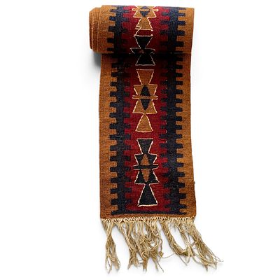 VINTAGE ORIENTAL KILIM RUNNER - HAND-WOVEN WOOL WITH TRIBAL PATTERN. (380 x 29 cm). Exceptional 