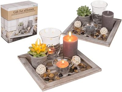 SEASIDE NO.64 SQUARE WOODEN DECORATIVE TRAY. Square wooden decorative tray, ideal for candles 