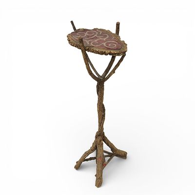 SUPORTE DE SOBRO. Suporte em madeira de sobro, detalhes pintados &aacute; m&atilde;o. Dimens&otilde;es: 115cm.
