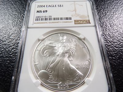 2004 NGC MS69 AMERICAN SILVER EAGLE DOLLAR. CLICK THE LINK FROM YOUR INVOICE TO PAY... INVOICES 
