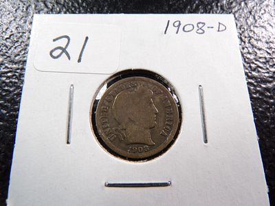 1908-D BARBER SILVER DIME. CLICK THE LINK FROM YOUR INVOICE TO PAY... INVOICES ARE EMAILED 