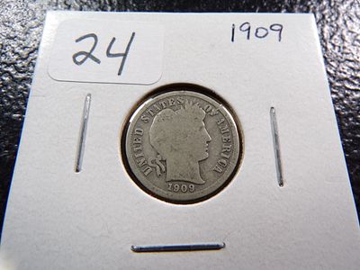 1909 BARBER SILVER DIME. CLICK THE LINK FROM YOUR INVOICE TO PAY... INVOICES ARE EMAILED SHORTLY 
