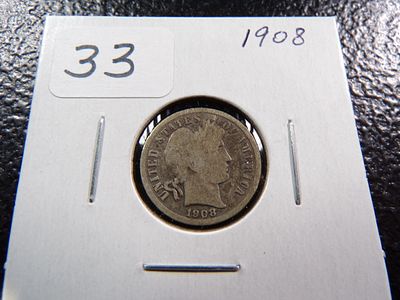1908 BARBER SILVER DIME. CLICK THE LINK FROM YOUR INVOICE TO PAY... INVOICES ARE EMAILED SHORTLY 