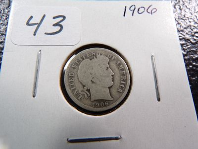 1906 BARBER SILVER DIME. CLICK THE LINK FROM YOUR INVOICE TO PAY... INVOICES ARE EMAILED SHORTLY 