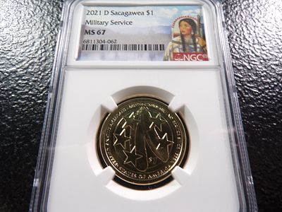 2021-D NGC MS67 MILITARY SERVICE SACAGAWEA DOLLAR. CLICK THE LINK FROM YOUR INVOICE TO PAY... 