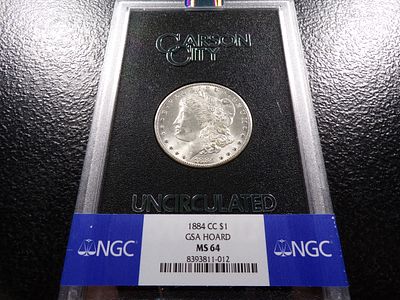 1884-CC GSA HOARD NGC MS64 CARSON CITY MORGAN SILVER DOLLAR *****MS64*****. CLICK THE LINK FROM