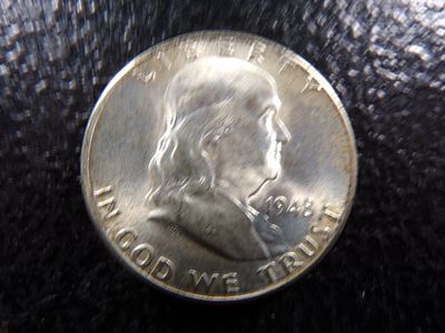 1948-D HIGH GRADE FRANKLIN SILVER HALF DOLLAR. CLICK THE LINK FROM YOUR INVOICE TO PAY... 