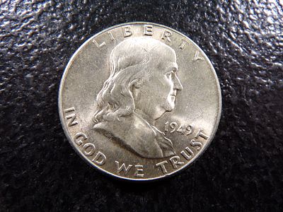 1949 HIGH GRADE FRANKLIN SILVER HALF DOLLAR. CLICK THE LINK FROM YOUR INVOICE TO PAY... INVOICES 