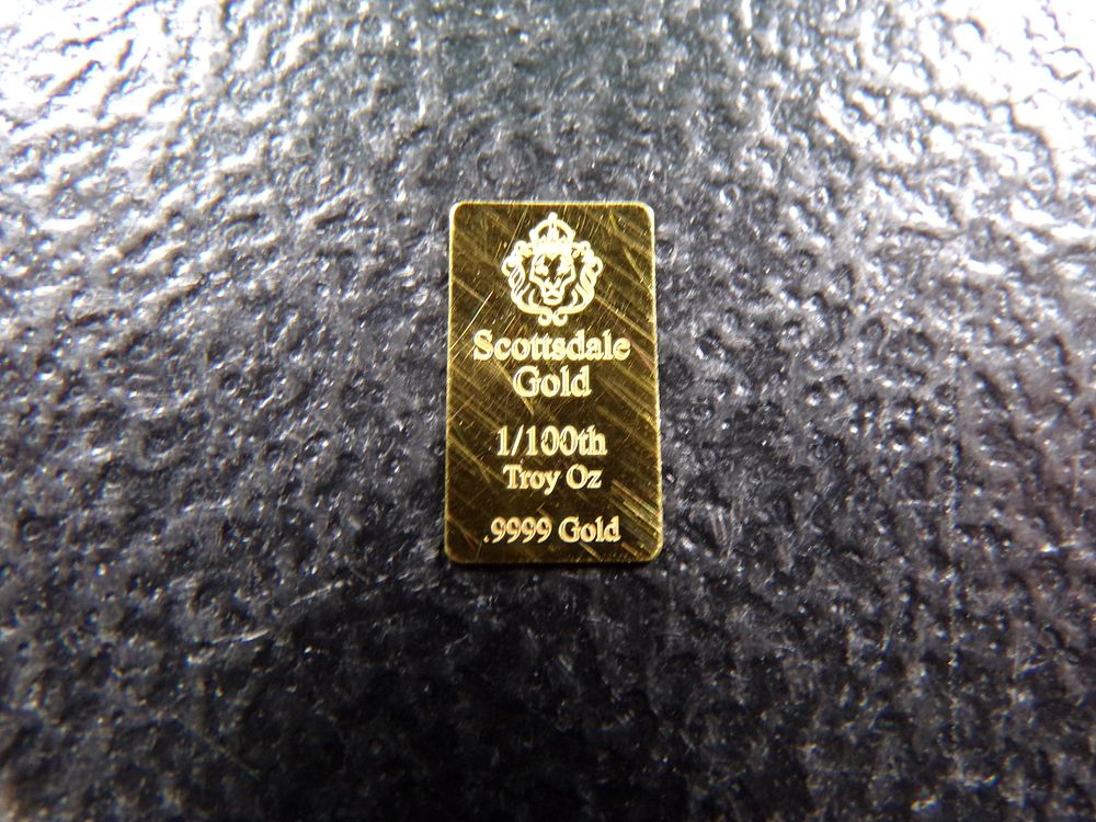 SCOTTSDALE 1/100TH OUNCE .9999 PURE GOLD BAR *****GOLD BAR*****. CLICK THE LINK FROM YOUR 