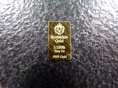 SCOTTSDALE 1/100TH OUNCE .9999 PURE GOLD BAR *****GOLD BAR*****. CLICK THE LINK FROM YOUR 