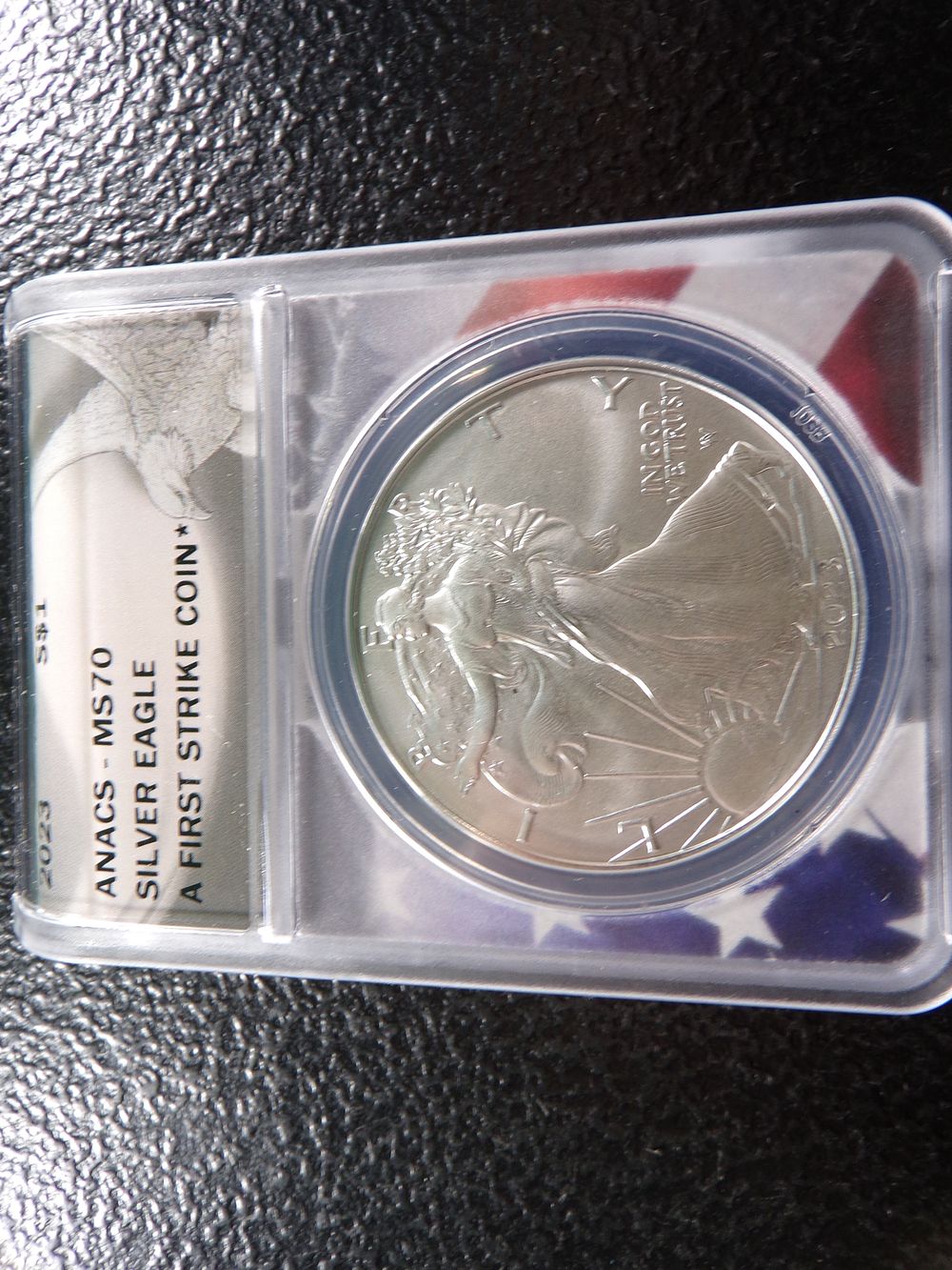 2023 ANACS MS70 FIRST STRIKE COIN AMERICAN SILVER EAGLE DOLLAR. CLICK THE LINK FROM YOUR INVOICE 