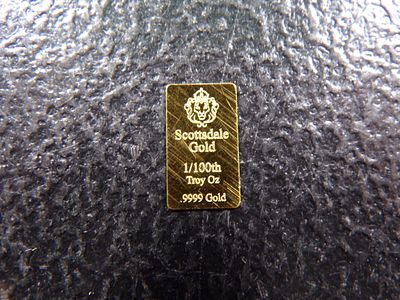 SCOTTSDALE 1/100TH OUNCE .9999 PURE GOLD BAR *****GOLD BAR*****. CLICK THE LINK FROM YOUR 