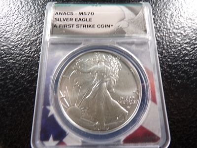 2023 ANACS MS70 FIRST STRIKE COIN SILVER EAGLE DOLLAR. CLICK THE LINK FROM YOUR INVOICE TO 