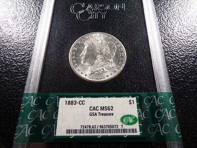1883-CC CAC MS62 GSA TREASURE CARSON CITY MORGAN SILVER DOLLAR. CLICK THE LINK FROM YOUR INVOICE 