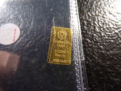 SCOTTSDALE 1/100TH OUNCE .9999 PURE GOLD BAR *****GOLD BAR*****. CLICK THE LINK FROM YOUR 