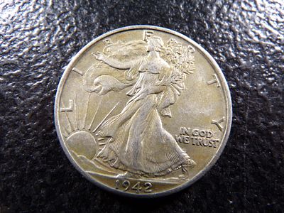 1942-D HIGH GRADE WALKING LIBERTY SILVER HALF DOLLAR. CLICK THE LINK FROM YOUR INVOICE TO PAY... 
