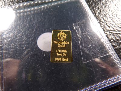 SCOTTSDALE 1/100TH OUNCE .9999 PURE GOLD BAR *****GOLD BAR*****. CLICK THE LINK FROM YOUR 