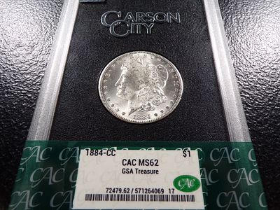 1884-CC CAC MS62 GSA TREASURE CARSON CITY MORGAN SILVER DOLLAR. CLICK THE LINK FROM YOUR INVOICE 