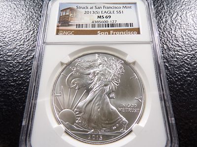 2013 (S) NGC MS69 STRUCK AT SAN FRANCISCO MINT SILVER EAGLE DOLLAR. CLICK THE LINK FROM YOUR 