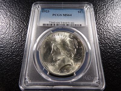 1923 PCGS MS64 PEACE SILVER DOLLAR. CLICK THE LINK FROM YOUR INVOICE TO PAY... INVOICES ARE 