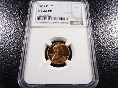 1957-D NGC MS66RD LINCOLN WHEAT CENT. CLICK THE LINK FROM YOUR INVOICE TO PAY... INVOICES ARE 
