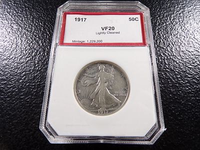 1917 PCI VF20 LIGHTLY CLEANED WALKING LIBERTY SILVER HALF DOLLAR. CLICK THE LINK FROM YOUR 