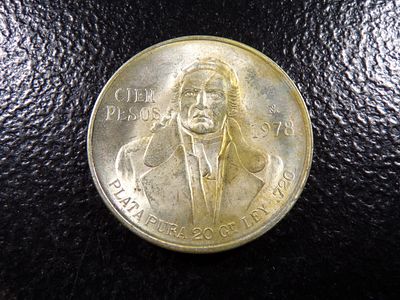 CIEN PESOS 100 PESOS MEXICAN SILVER COIN *****20 GRAMS SILVER*****. CLICK THE LINK FROM YOUR 