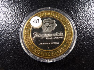 FITZGERALDS .999 FINE SILVER $10 LIMITED EDITION GAMING TOKEN. CLICK THE LINK FROM YOUR INVOICE 
